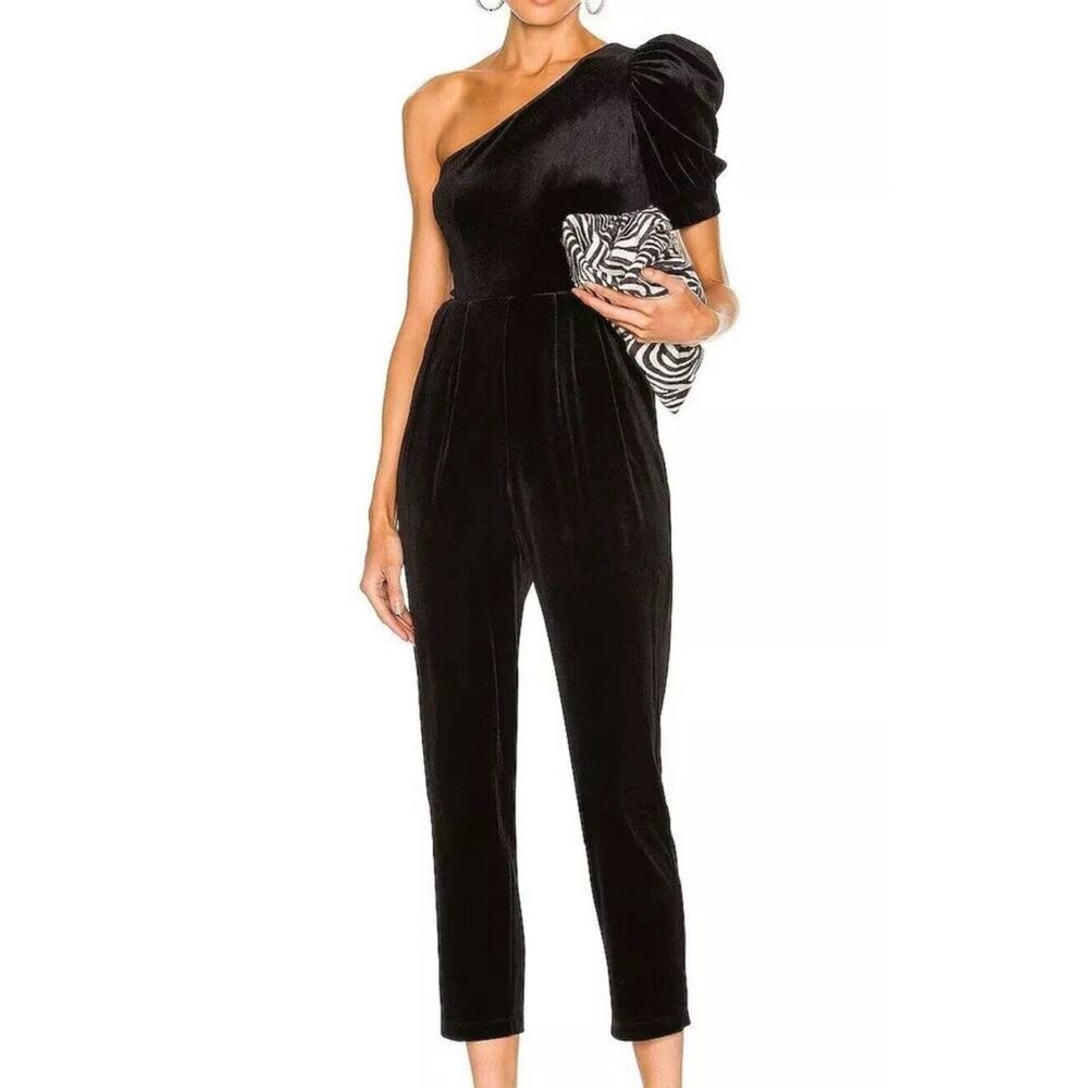 Revolve Yumi Kim Velvet Cropped Jumpsuit Black Velvet Womens Size XS, Classic